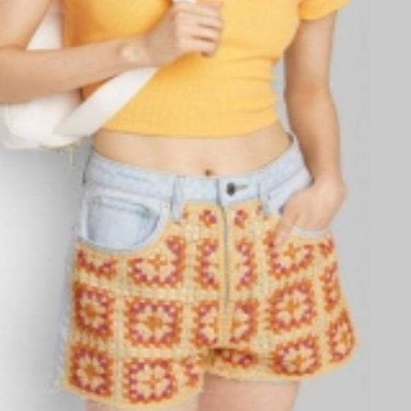 Wild Fable High Rise Crochet Cut-Off Jean Shorts Size 6 28W - Picture 9 of 9